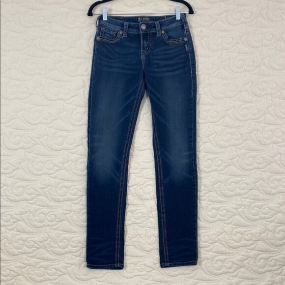 Silvery Suki Pencil Skinny Joga Jeans Blue Size 27W - Picture 1 of 13